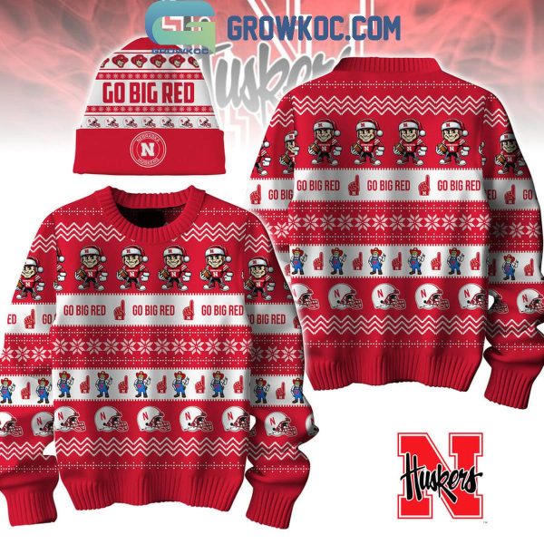 Nebraska Cornhuskers Go Big Red Ho Ho Ho Santa Clause In Christmas 2024 Ugly Sweater