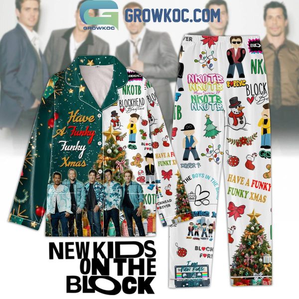 New Kids On The Block Christmas Have A Funky Xmas Polyester Pajamas Set