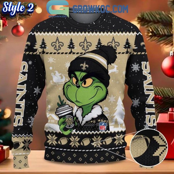 New Orleans Saints Grinch Stolen Christmas 2024 Grinchmas Ugly Sweater