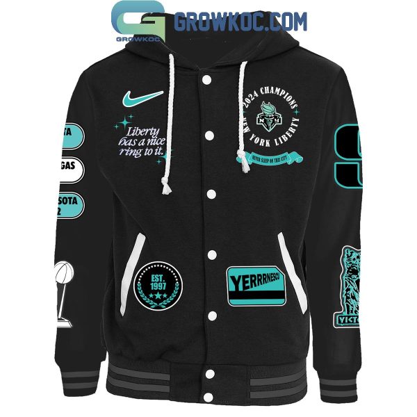 New York Liberty Champions 2024 Women’s Basketball Baseball Jacket