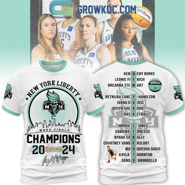 New York Liberty NY Skyline WNBA Finals Champions 2024 Player Name Hoodie T-Shirt