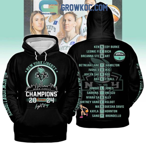 New York Liberty NY Skyline WNBA Finals Champions 2024 Player Name Hoodie T-Shirt