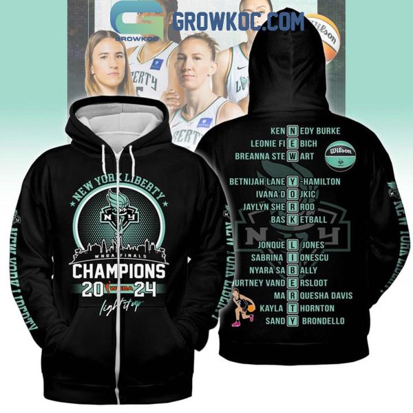 New York Liberty NY Skyline WNBA Finals Champions 2024 Player Name Hoodie T-Shirt