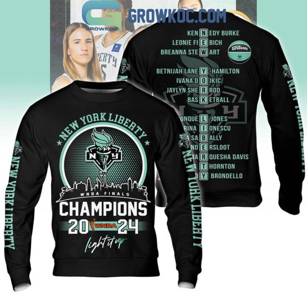 New York Liberty NY Skyline WNBA Finals Champions 2024 Player Name Hoodie T-Shirt