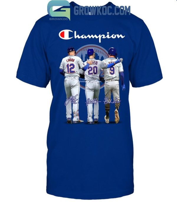 New York Mets Champion Francisco Lindor Brandon Nimmo Pete Alonso T-Shirt