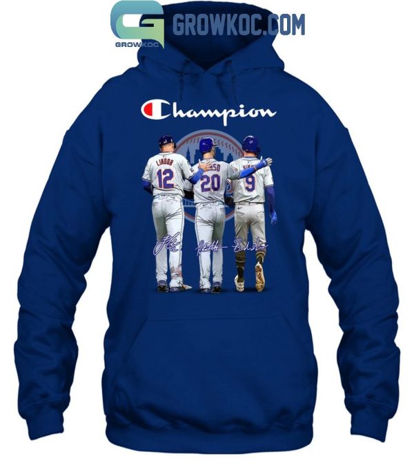 New York Mets Champion Francisco Lindor Brandon Nimmo Pete Alonso T-Shirt