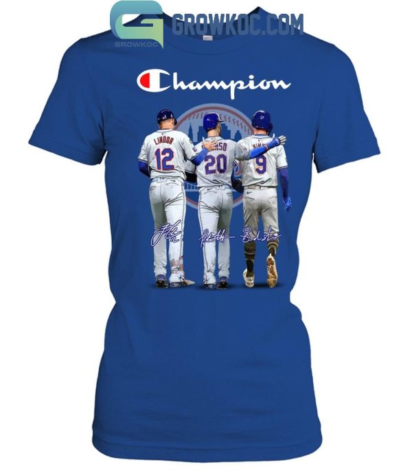 New York Mets Champion Francisco Lindor Brandon Nimmo Pete Alonso T-Shirt