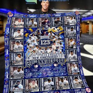 New York Yankees 123rd Anniversary 1901-2024 Fleece Blanket Quilt