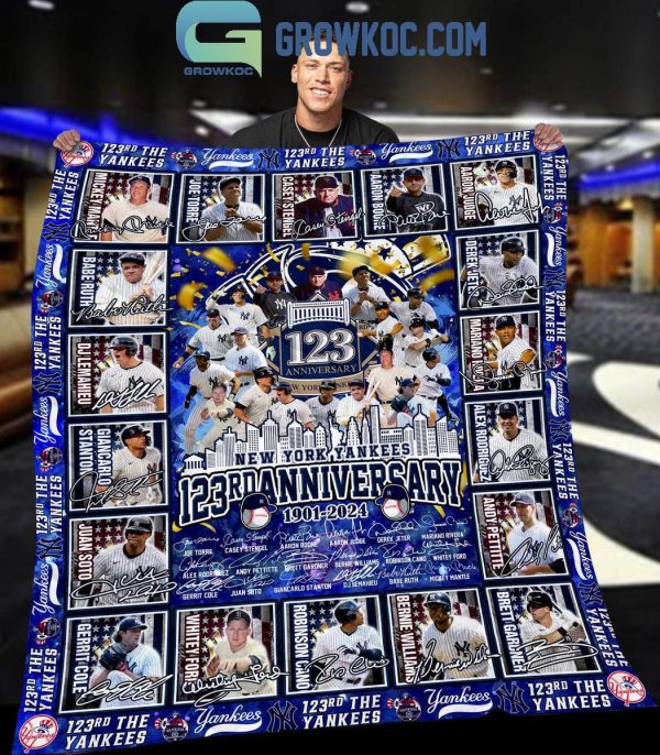 New York Yankees 123rd Anniversary 1901-2024 Fleece Blanket Quilt