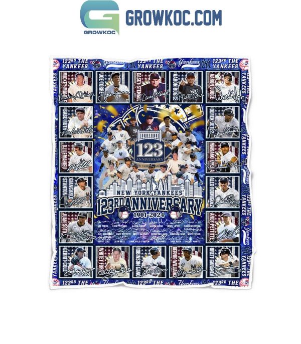 New York Yankees 123rd Anniversary 1901-2024 Fleece Blanket Quilt