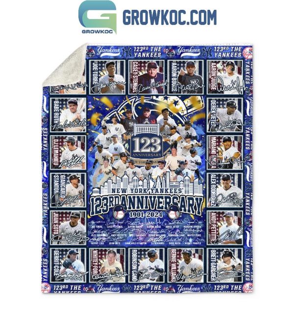 New York Yankees 123rd Anniversary 1901-2024 Fleece Blanket Quilt