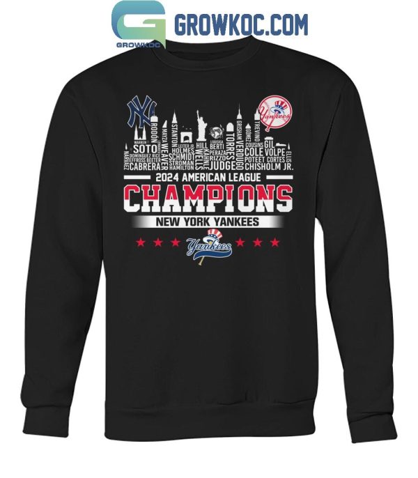 New York Yankees 2024 American League Champions Skyline T-Shirt