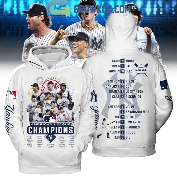 New York Yankees Champions Of American League 2024 Celebrating Hoodie T-Shirt