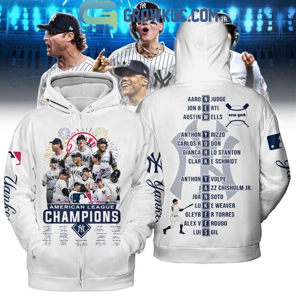 New York Yankees Champions Of American League 2024 Celebrating Hoodie T-Shirt