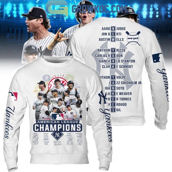 New York Yankees Champions Of American League 2024 Celebrating Hoodie T-Shirt