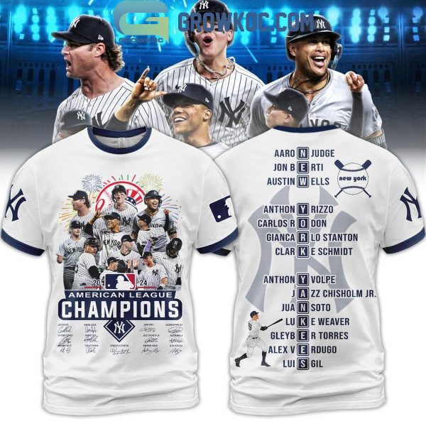 New York Yankees Champions Of American League 2024 Celebrating Hoodie T-Shirt