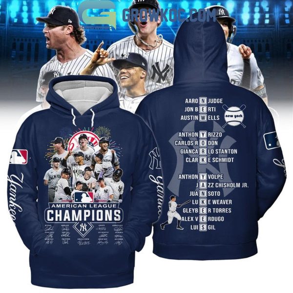 New York Yankees Champions Of American League 2024 Celebrating Hoodie T-Shirt