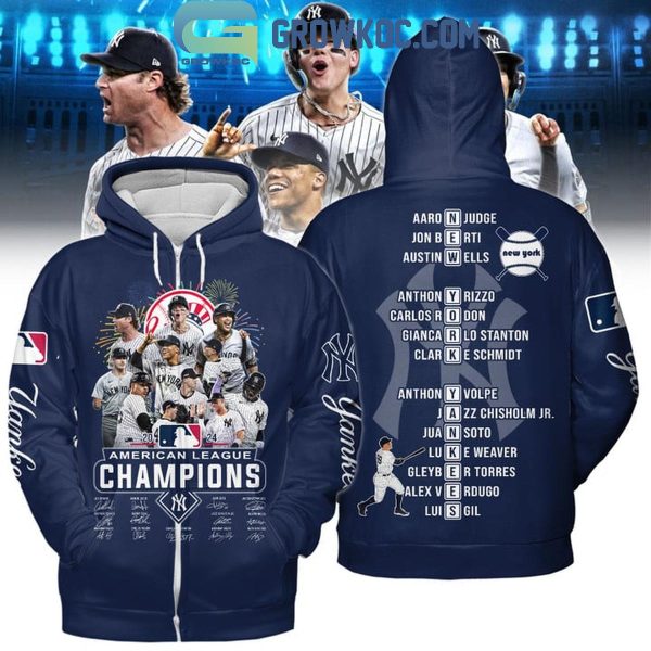 New York Yankees Champions Of American League 2024 Celebrating Hoodie T-Shirt