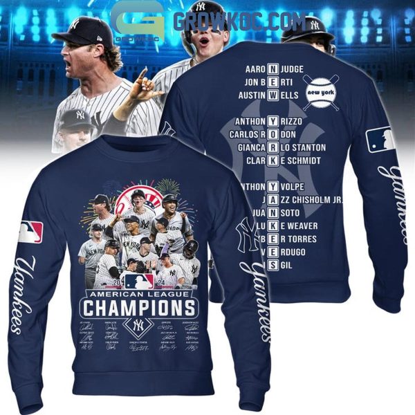 New York Yankees Champions Of American League 2024 Celebrating Hoodie T-Shirt