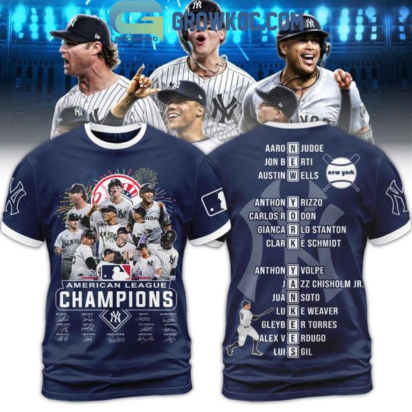 New York Yankees Champions Of American League 2024 Celebrating Hoodie T-Shirt