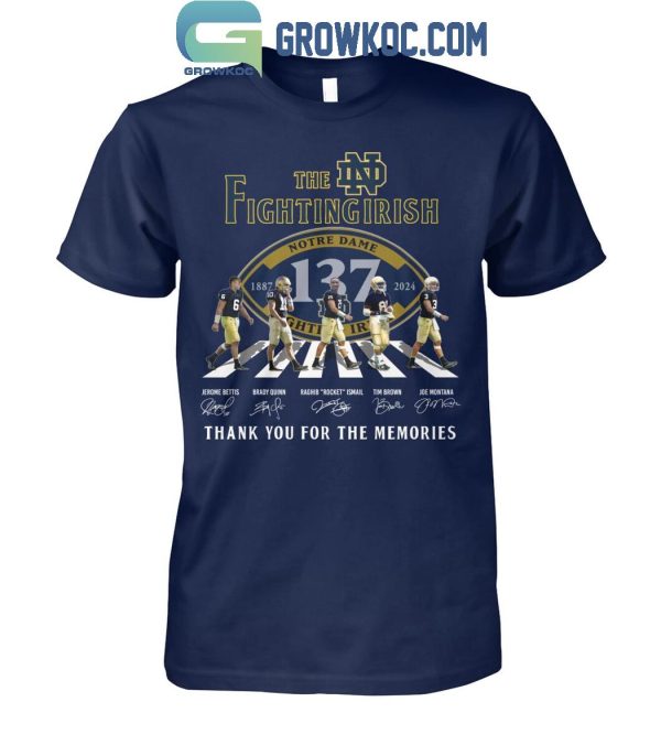 Notre Dame Fighting Irish 137 Years Of The Memories 1887-2024 T-Shirt