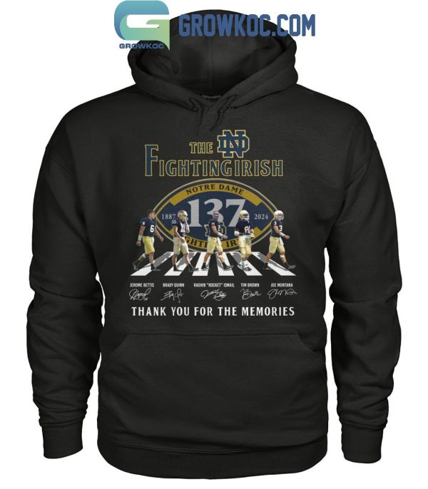 Notre Dame Fighting Irish 137 Years Of The Memories 1887-2024 T-Shirt