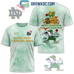 Notre Dame Fighting Irish Merry Christmas Fighting Irish Fan Hoodie T-Shirt Green Cloud