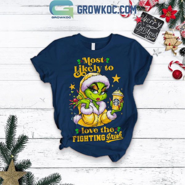 Notre Dame Fighting Irish Most Likely Love The Irish Grinch Fleece Pajamas Set