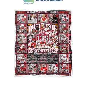 Ohio State Buckeyes 135th Anniversary 1890-2025 Celebrating Fleece Blanket Quilt