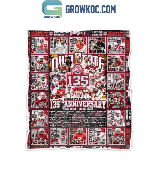 Ohio State Buckeyes 135th Anniversary 1890-2025 Celebrating Fleece Blanket Quilt