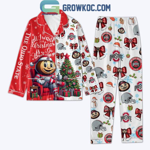 Ohio State Buckeyes All I Want For 2024 Christmas Is Go Buckeyes Polyester Pajamas Set