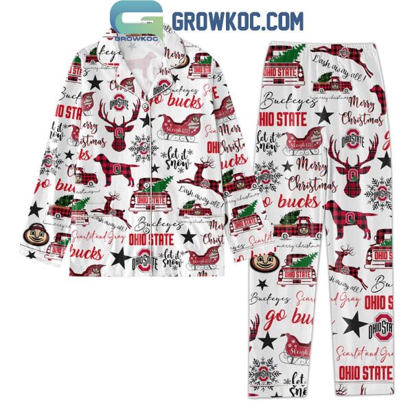 Ohio State Buckeyes Let It Snow Merry Christmas 2024 Polyester Pajamas Set