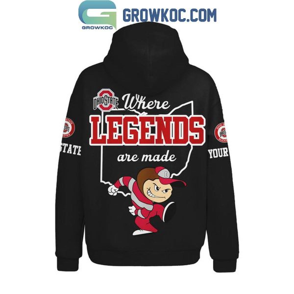 Ohio State Buckeyes Scarlet And Gray Where Legends Are Made Personalized Hoodie T-Shirt