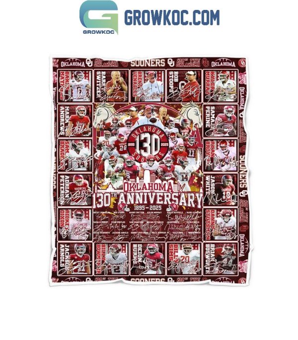 Oklahoma Sooners 130th Anniversary 1895-2024 Fleece Blanket Quilt