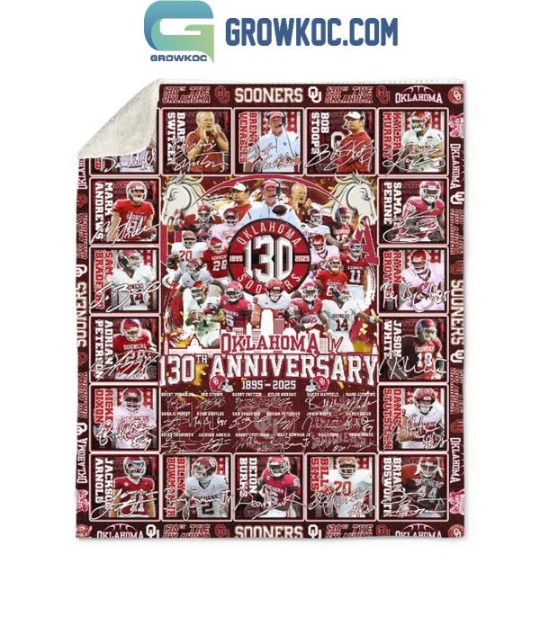 Oklahoma Sooners 130th Anniversary 1895-2024 Fleece Blanket Quilt