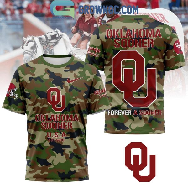 Oklahoma Sooners Forever A Sooner Camo Veteran Hoodie T-Shirt