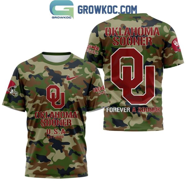 Oklahoma Sooners Forever A Sooner Camo Veteran Hoodie T-Shirt