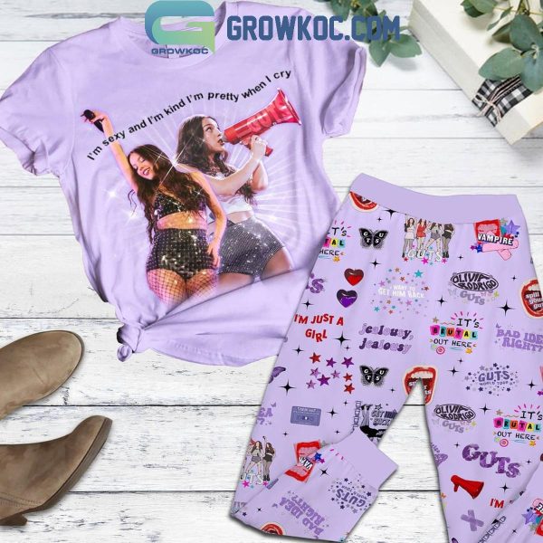 Olivia Rodrigo I’m Sexy And I’m Kind I’m Pretty When I Cry Fleece Pajamas Set