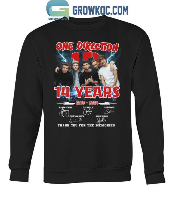 One Direction 14 Years 2010-2024 Thank You For The Memories T-Shirt