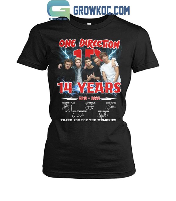 One Direction 14 Years 2010-2024 Thank You For The Memories T-Shirt