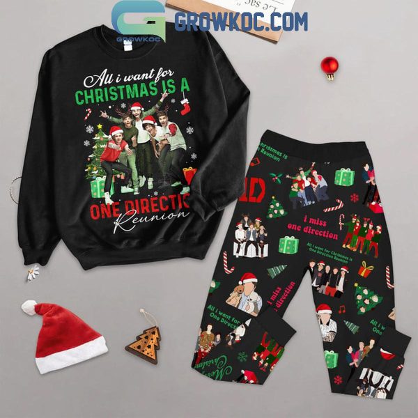 One Direction All I Want For Christmas Is A Reunion Fleece Pajamas Set Long Sleeve