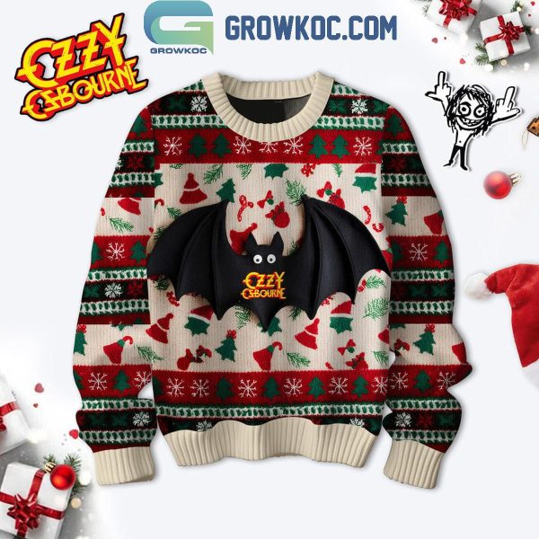 Ozzy Osbourne Being A Bat Christmas Ugly Sweater