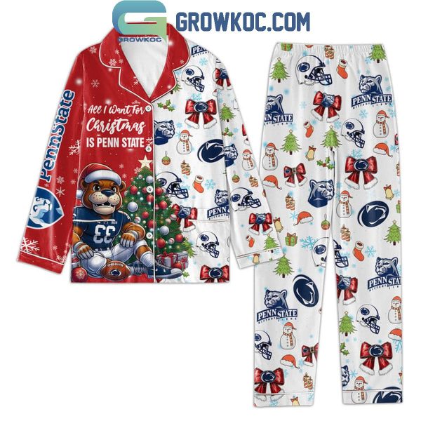 Penn State Nittany Lions All I Want For Christmas Is Penn State Polyester Pajamas Set