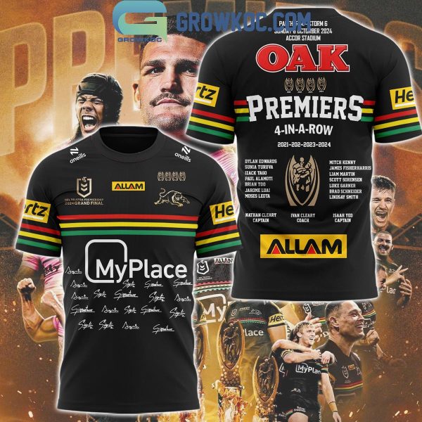 Penrith Panthers OAK Premiers 4 In A Row Champions 2024 Hoodie T-Shirt