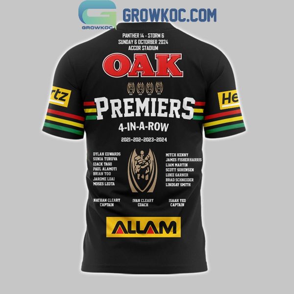 Penrith Panthers OAK Premiers 4 In A Row Champions 2024 Hoodie T-Shirt