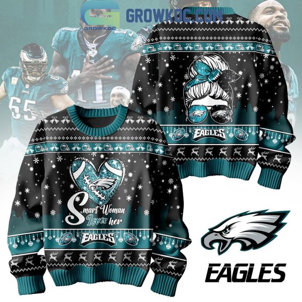 Philadelphia Eagles Smart Woman Loves Her Eagles Christmas Ugly Sweater