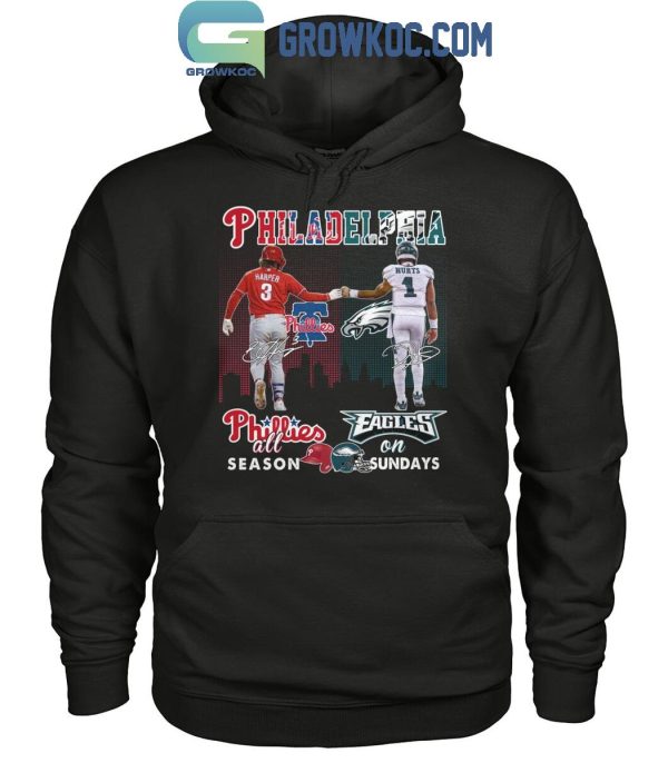 Philadelphia Phillies All Season Philadelphia Eagles On Sundays 2024 T-Shirt