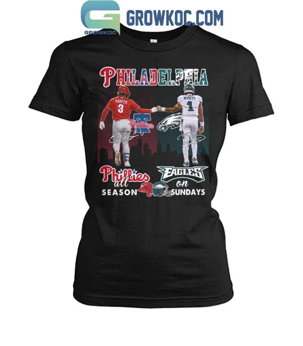 Philadelphia Phillies All Season Philadelphia Eagles On Sundays 2024 T-Shirt