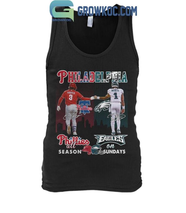 Philadelphia Phillies All Season Philadelphia Eagles On Sundays 2024 T-Shirt