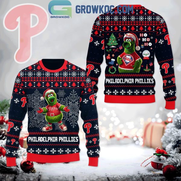 Philadelphia Phillies Phillie Phanatic Christmas Carol 2024 Ugly Sweater